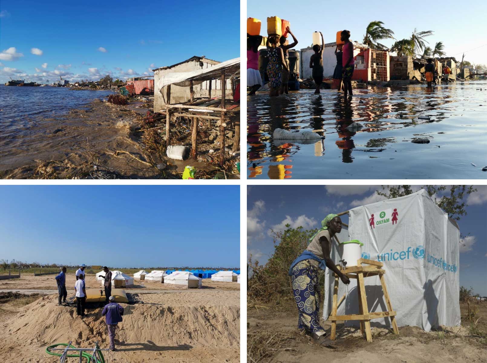 모잠비크의 베이라 지역(Beira District)이 사이클론 이다이에 의해 침수되고 파괴된 직후의 모습