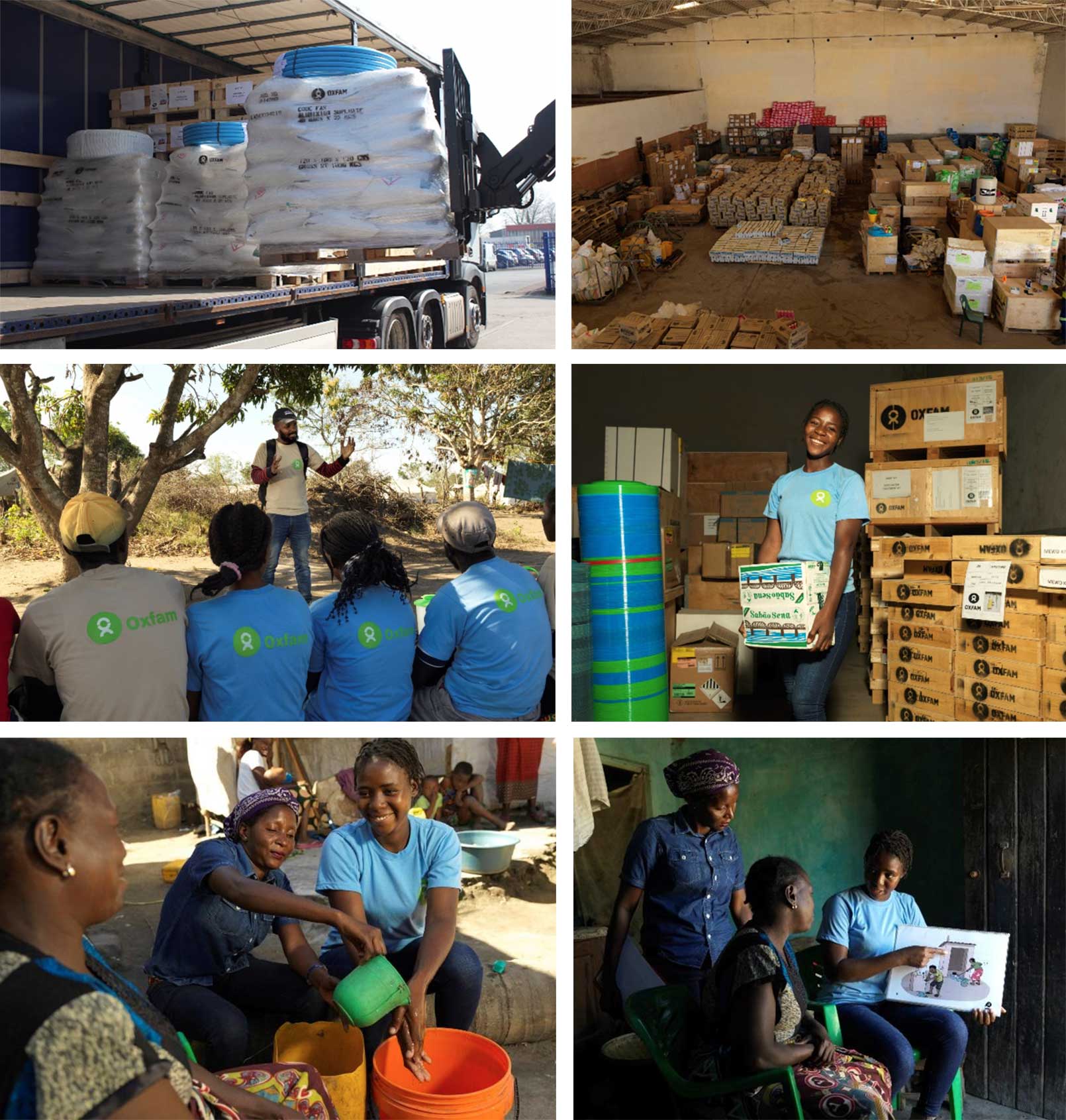 사이클론 이다이로 피해를 입은 모잠비크의 베이라 지역(Beira District)에서 옥스팜이 긴급구호활동을 펼치고 있는 모습