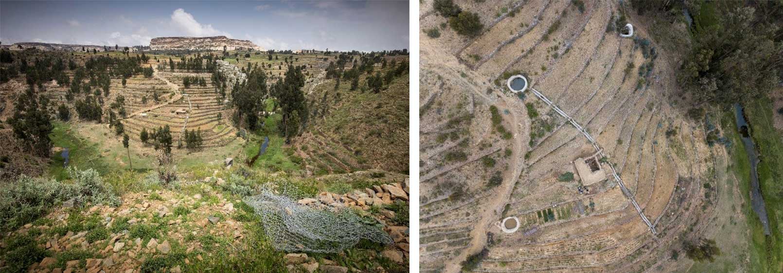 ▲ 사진 : 에티오피아 히네이토(Hineyto) 마을에서 농부 19명이 재난을 대비해 테라스 구조로 조성한 경작지의 전경